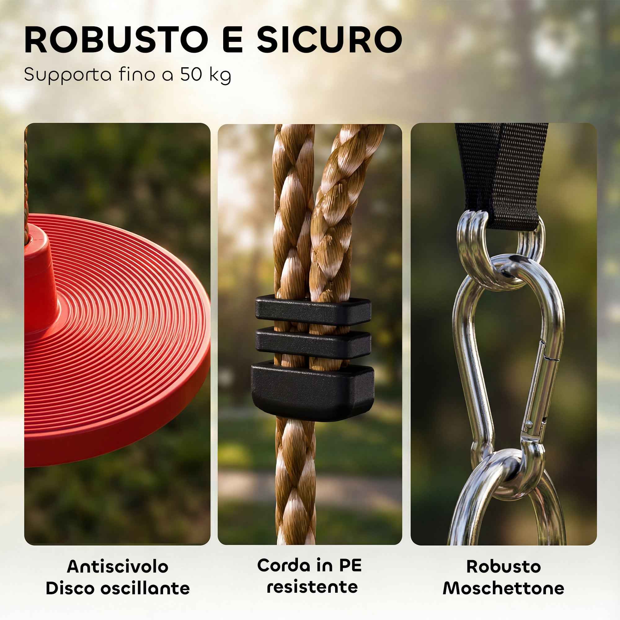 AIYAPLAY Children's Climbing Rope with Platforms and Disc Seat, in HDPE and PE, Ø30x4 cm, Red