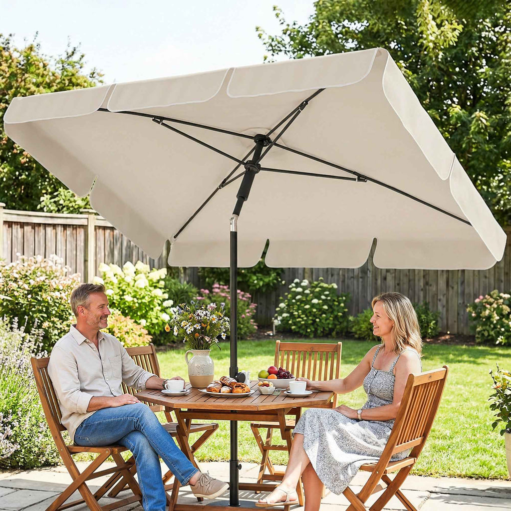 Outsunny Rectangular Umbrella with 3 Tilts, in Metal and Polyester, 183x122x222 cm, Beige
