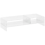 24" Max PC Monitor Stand with 2 Open Shelves, Transparent Acrylic, 50.8x19x12 cm