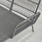 Boho Style PE Rattan Garden Set, 2 Seater Sofa with Chaise Longue and Coffee Table, Light Grey
