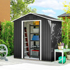 Outsunny Garden Shed Steel Tool Storage Shed 194x107x191 cm, Grey