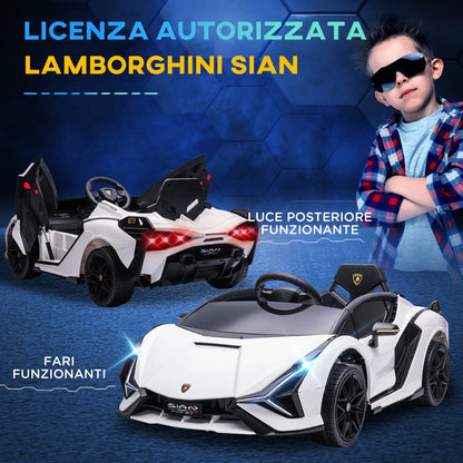 Electric Car for Children 3-5 Years Lamborghini 12V with Remote Control and Speed 3-5km/h, White