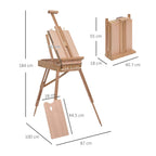 HOMCOM Tripod Easel with Drawer, Palette and Adjustable Shoulder Strap, Beech Wood, Wood Color