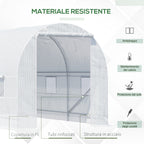 Outsunny 4.5x2x2m Tunnel Greenhouse with PE Cover and Metal Tubes, White