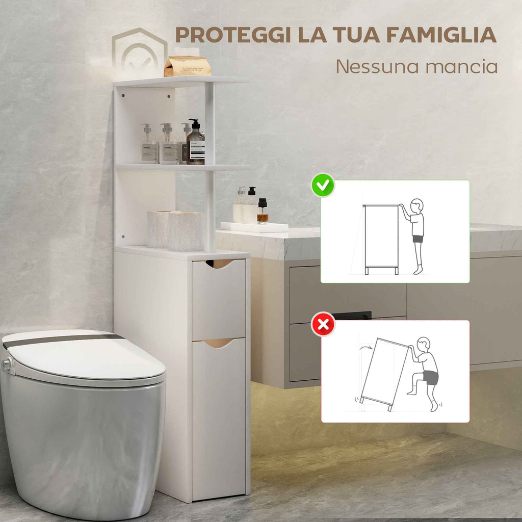 HOMCOM Space-Saving Bathroom Column with 2 Drawers and Open Shelves, 20x45x115 cm, White