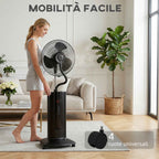 3-in-1 Oscillating Pedestal Fan with Water Mist, Remote Control, and 9-Hour Timer, 45 x 38 x 130 cm, Black