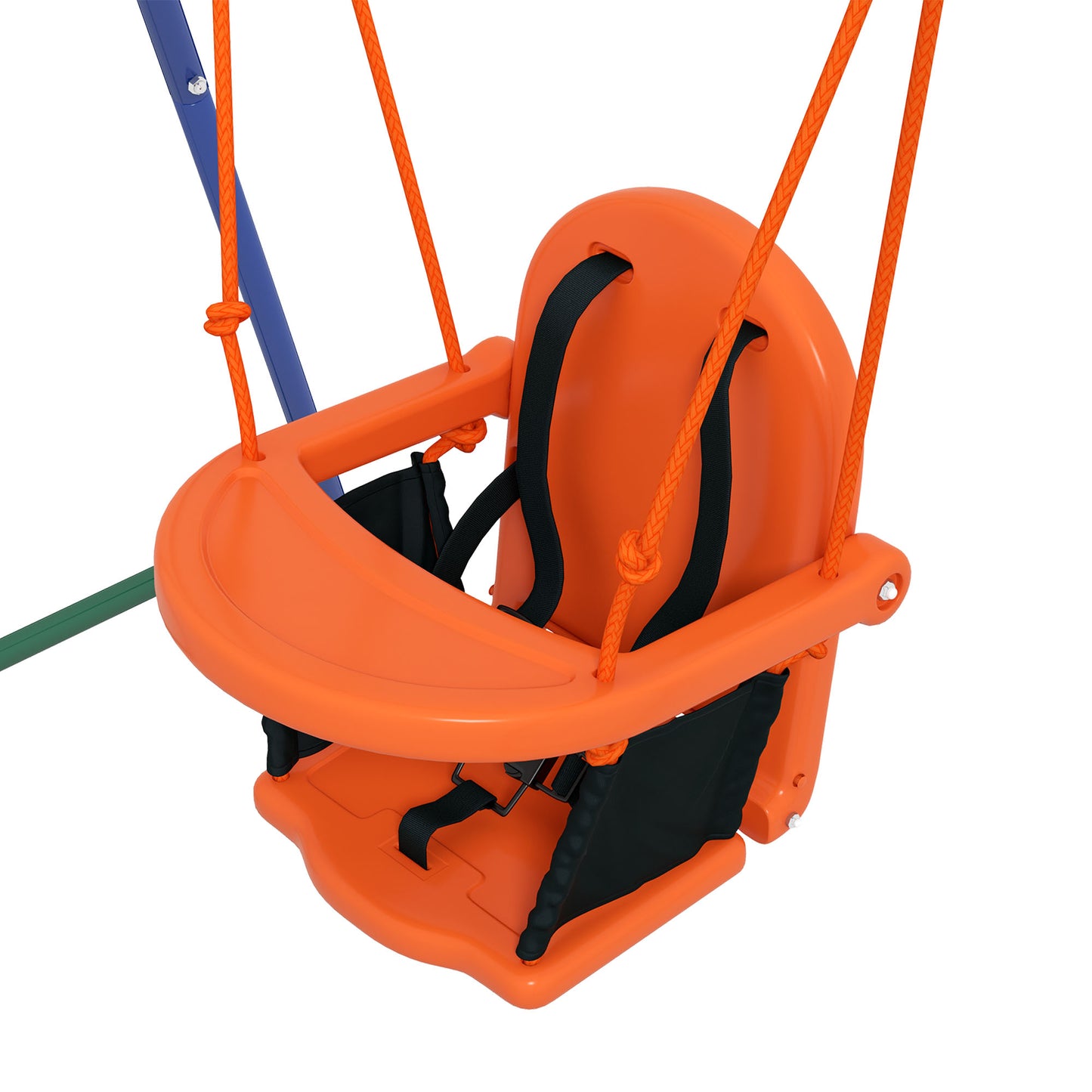 Outsunny 2-in-1 Garden Swing for Babies and Children from 6 Months to 8 Years, Orange and Blue