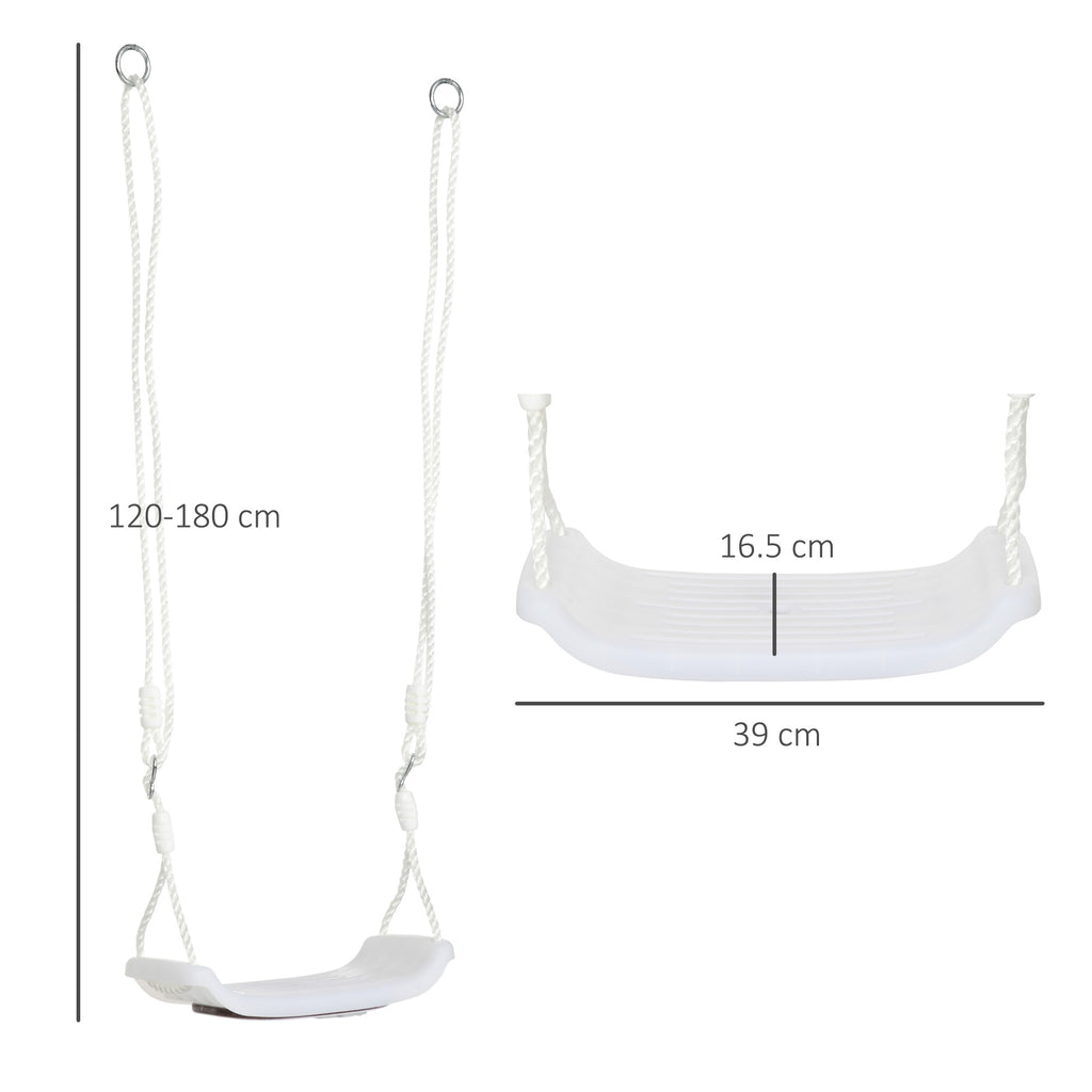 Baby Swing 9-36 Months in PP and PE with Adjustable Rope and LED Lights, 39x16.5x120-180 cm, White