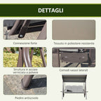 Outsunny 3-Seater Garden Swing with Adjustable Canopy, Cup Holder and Cushions, 208x121x172 cm, Light Grey