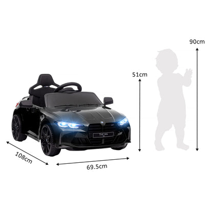 BMW M4 Licensed Electric Ride-On Toy Car for Children with Remote Control, Horn and Headlights, 108x69.5x51 cm, Black