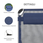 Outsunny Folding Garden Lounger with Adjustable Headrest and Backrest, Blue
