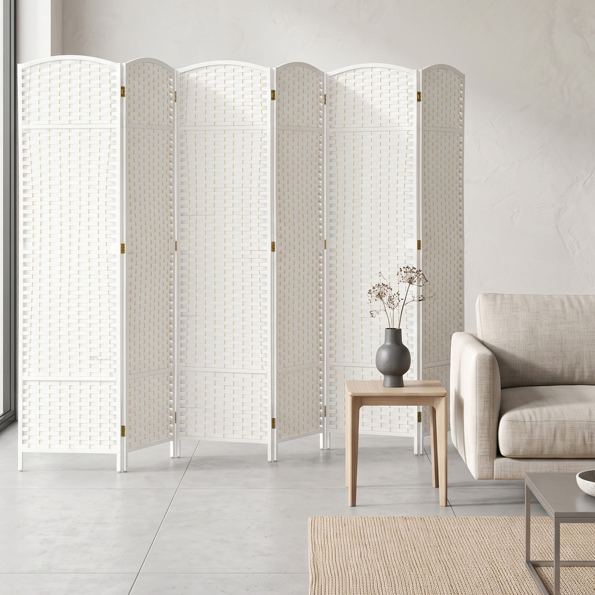 HOMCOM 6-Panel Folding Room Divider, 240x170 cm, White