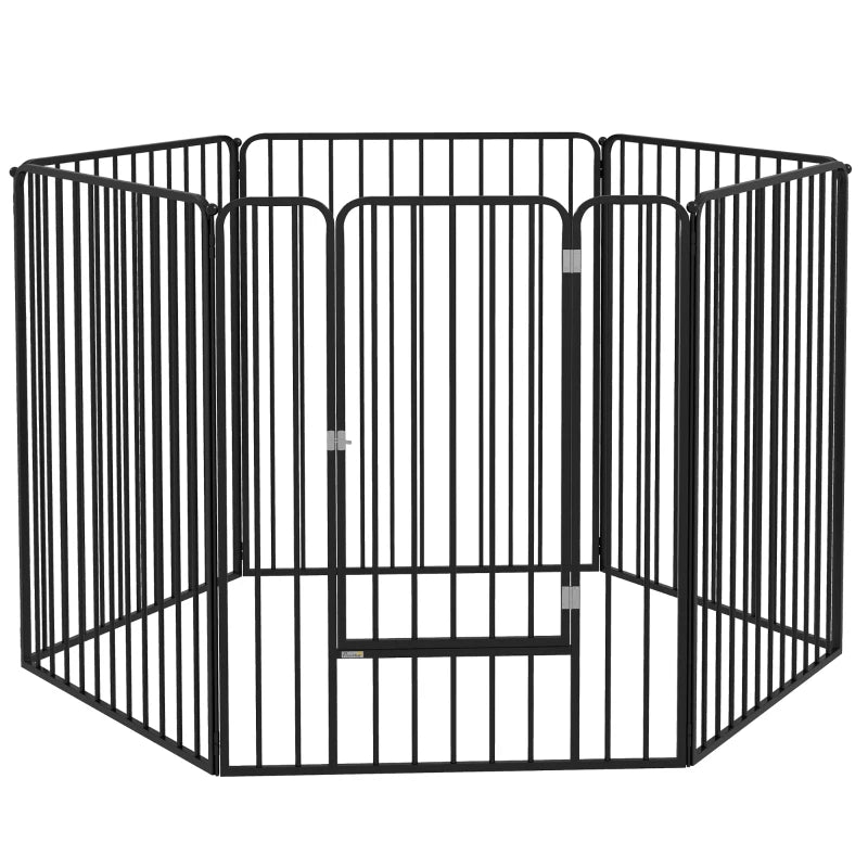 6-Panel Modular Steel Dog Playpen for Large Dogs, 164 x 83 x 100 cm, Black