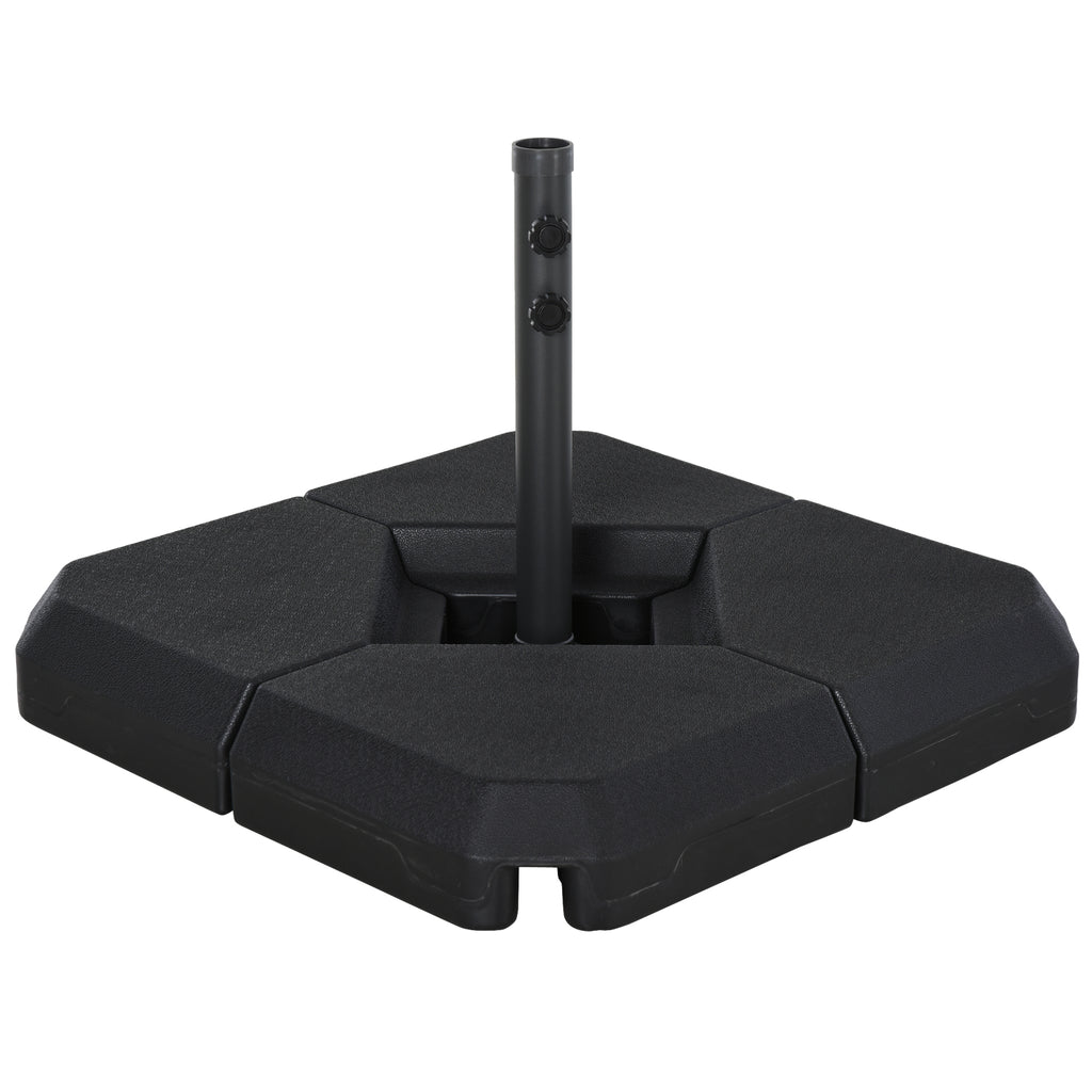 Umbrella Base with Central Pole, 4 Black Plastic Tiles to Fill with Water or Sand 80x80x56cm