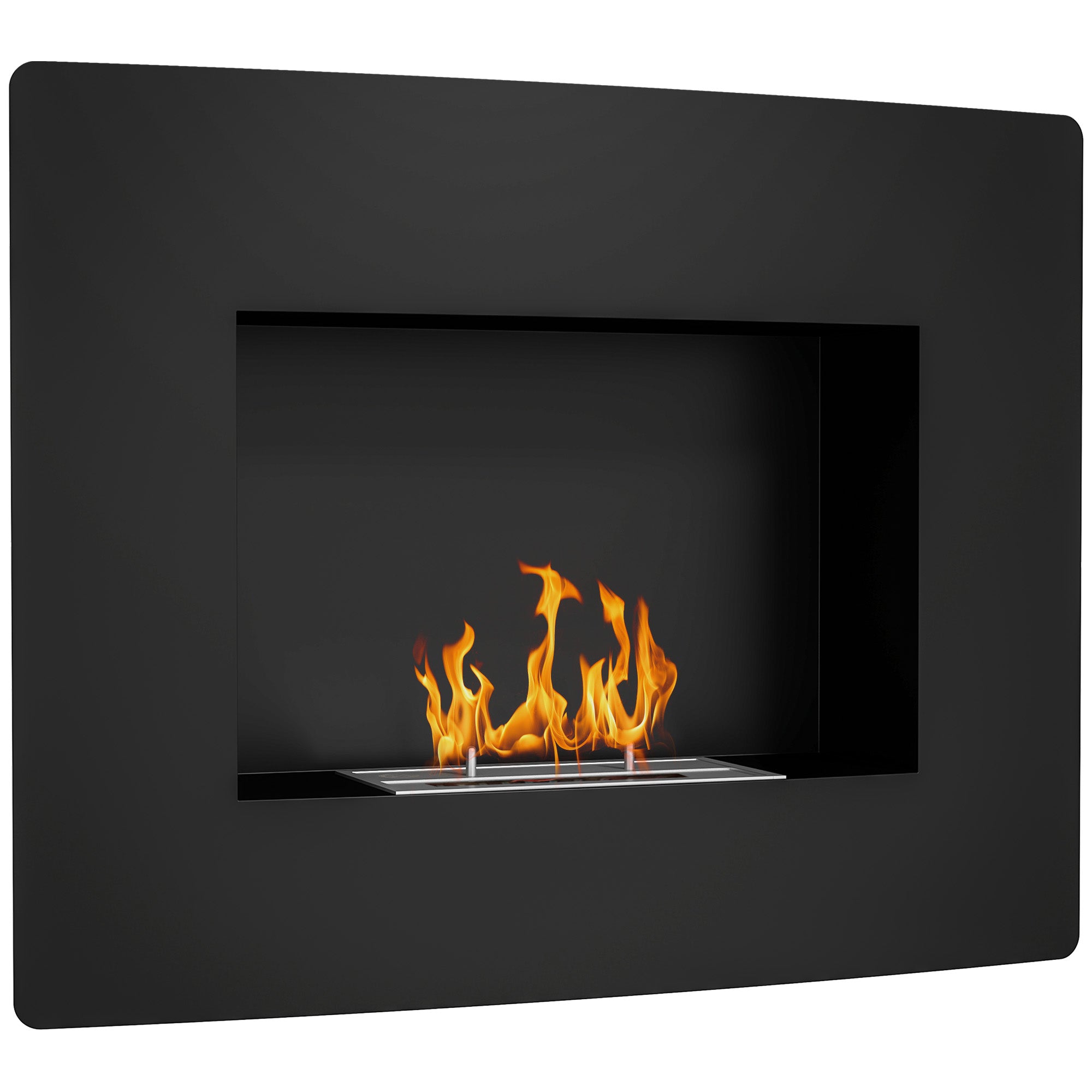 Built-in Bioethanol Fireplace in Steel, Duration 3.3 Hours and Capacity 0.9L, 66x16x52 cm, Black