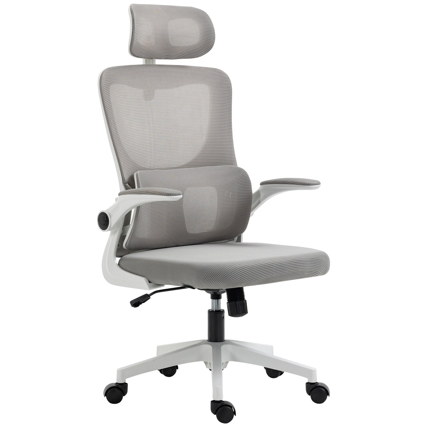 Vinsetto Ergonomic Office Chair with Adjustable Height with Footrest and Headrest, 60x59x114-122 cm, Gray - Borgè