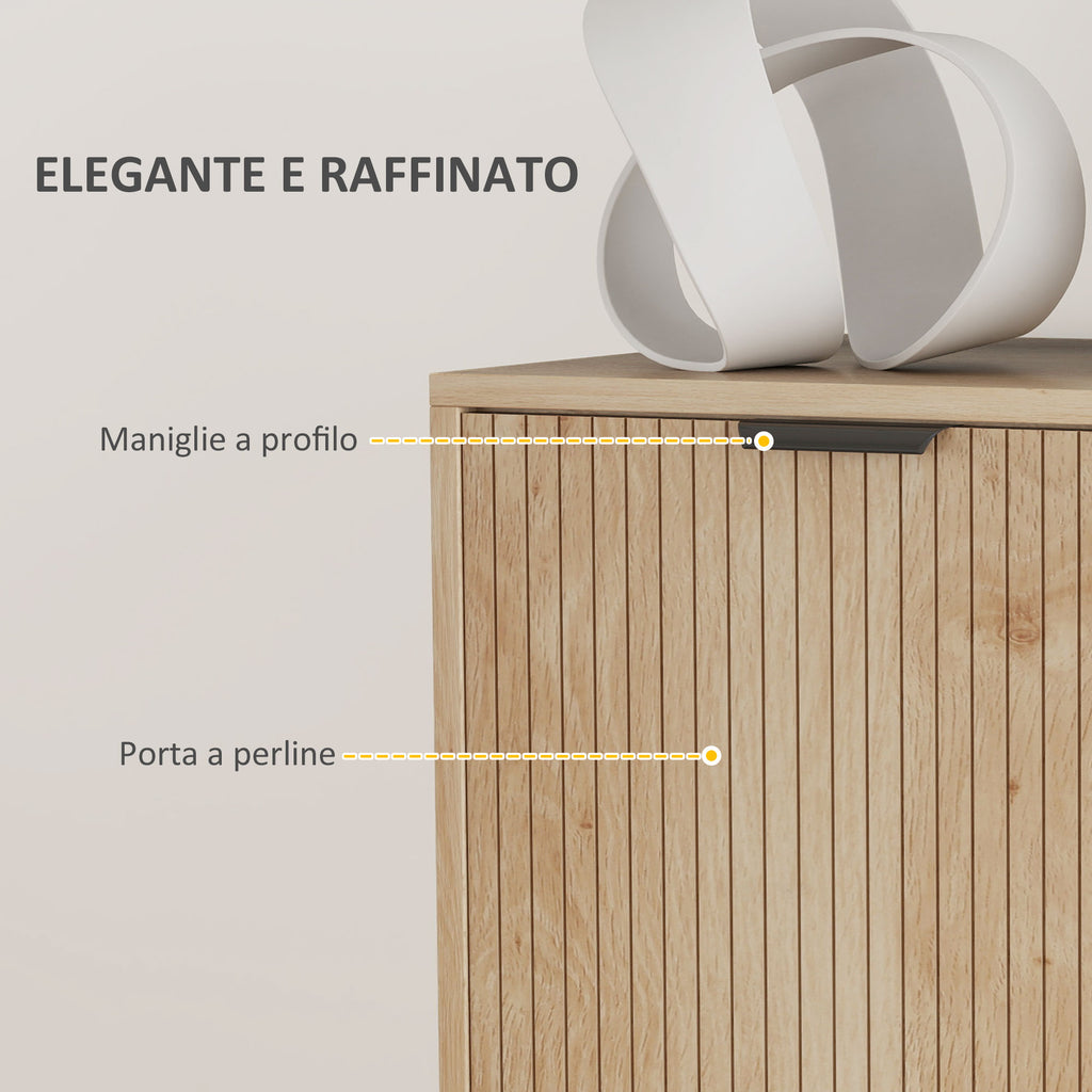 2-Tier Wooden Storage Cabinet with 3-Tier Adjustable Shelf, 78x40x77.5 cm, Oak Color