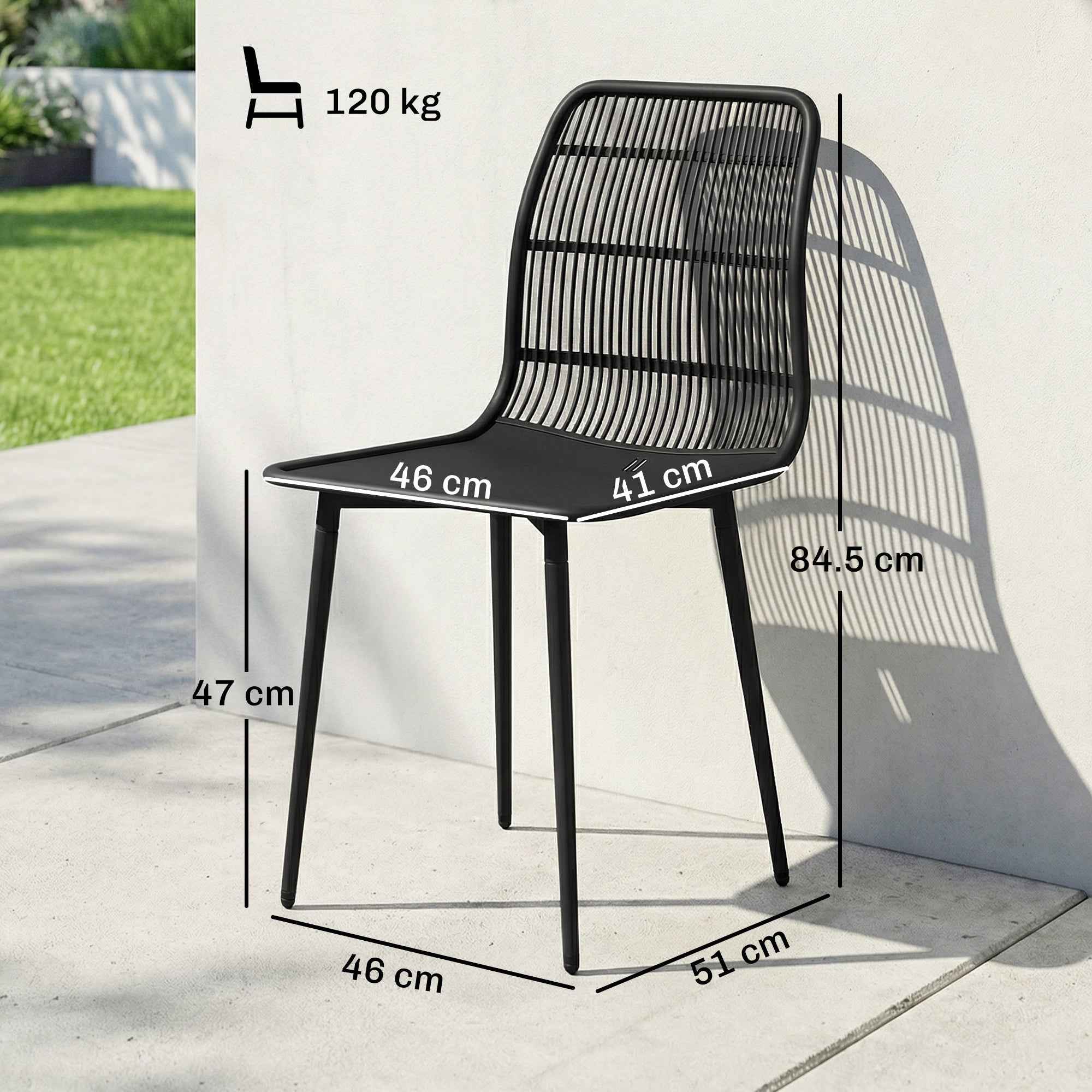 Outsunny Outdoor Dining Chairs Set of 4, Garden Chairs with Slatted Backrest, Black