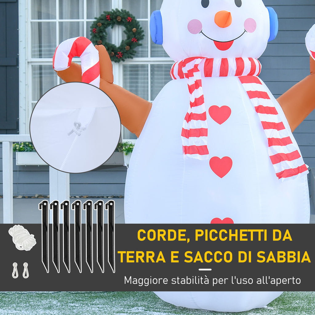 240cm Inflatable Snowman, Outdoor Christmas Decoration with LED Lights, Waterproof Polyester, IP44