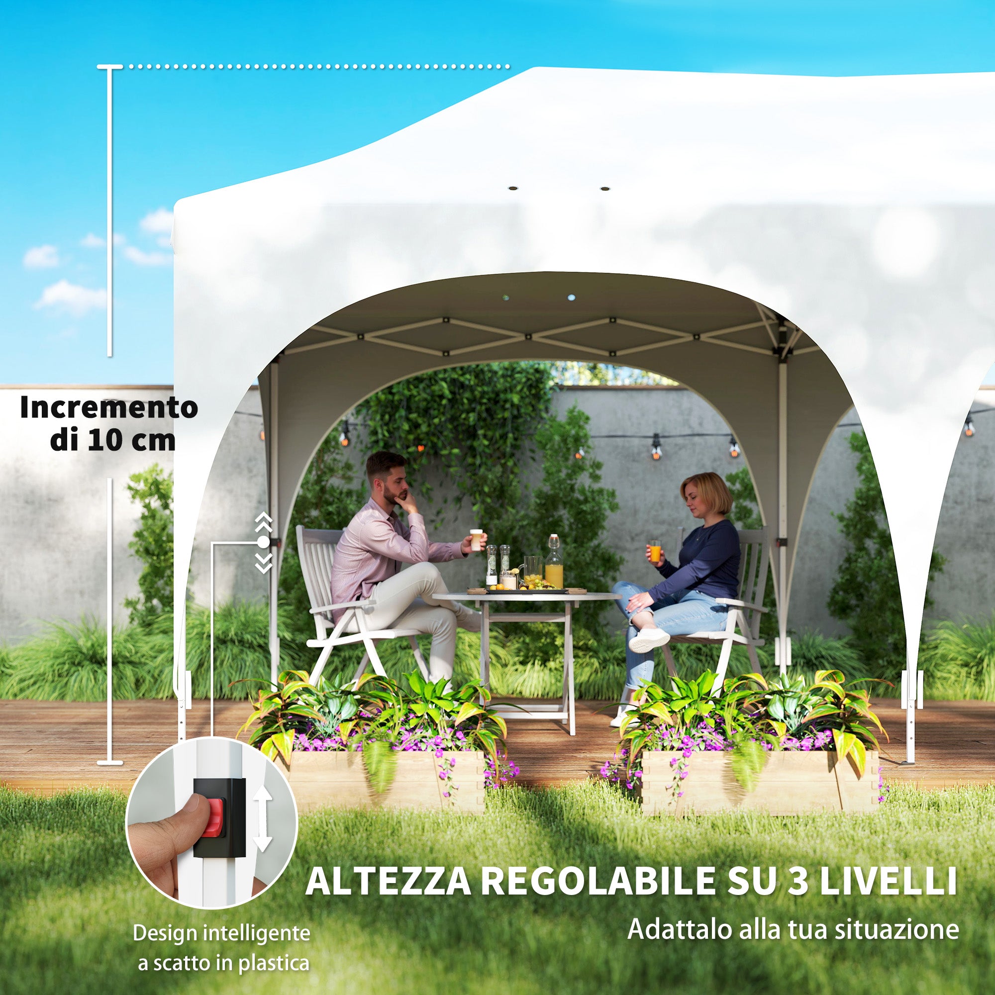 Outsunny 3x6m Folding Garden Gazebo with Removable Walls and Carry Bag, White