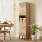 Bathroom Cabinet with Drawer, 2 Cabinets and Adjustable Shelves, Marble Effect Shelf, 41.5x30x168 cm, Oak
