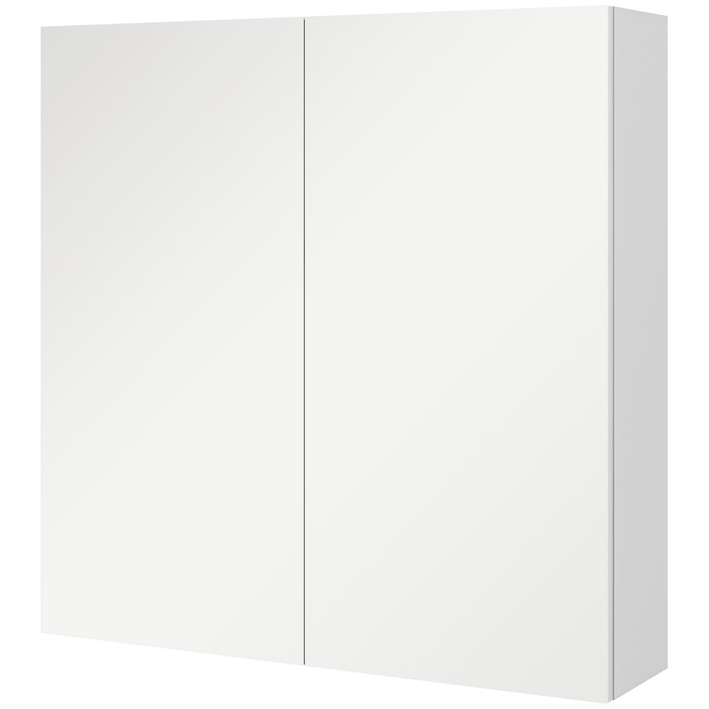 kleankin Mirrored Cabinet with 3 Adjustable Internal Shelves, in Wood and Glass, 60x15x60 cm, White