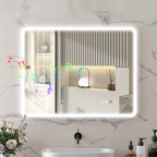 HOMCOM Bluetooth LED Bathroom Mirror, Touch Switch, Adjustable Light, 3 Colors, Anti-Fog, 70 x 90 cm, Silver