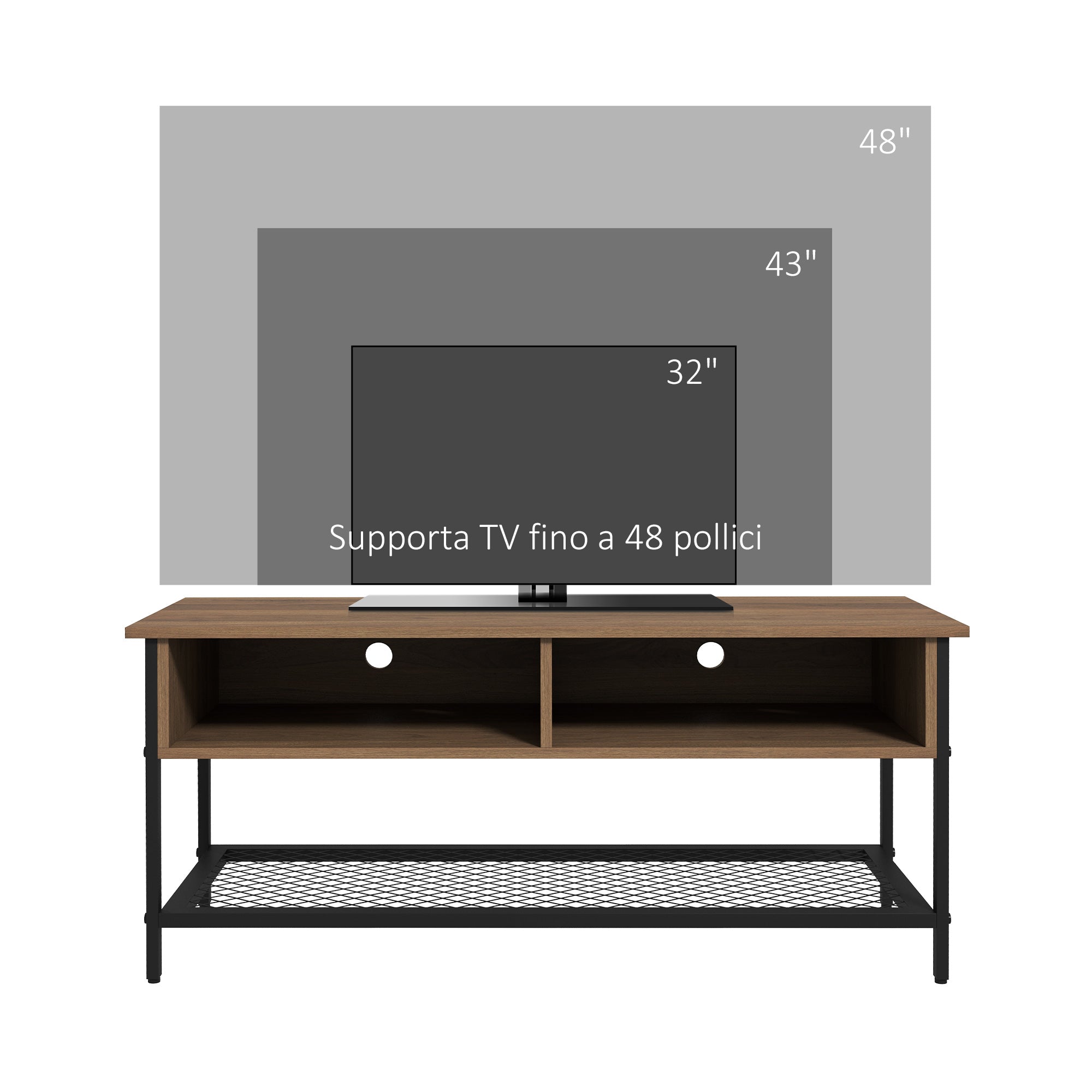 Homcom Mobile TV for 48 "industrial style in wood and steel, 110x40x48cm, brown and black - Borgè