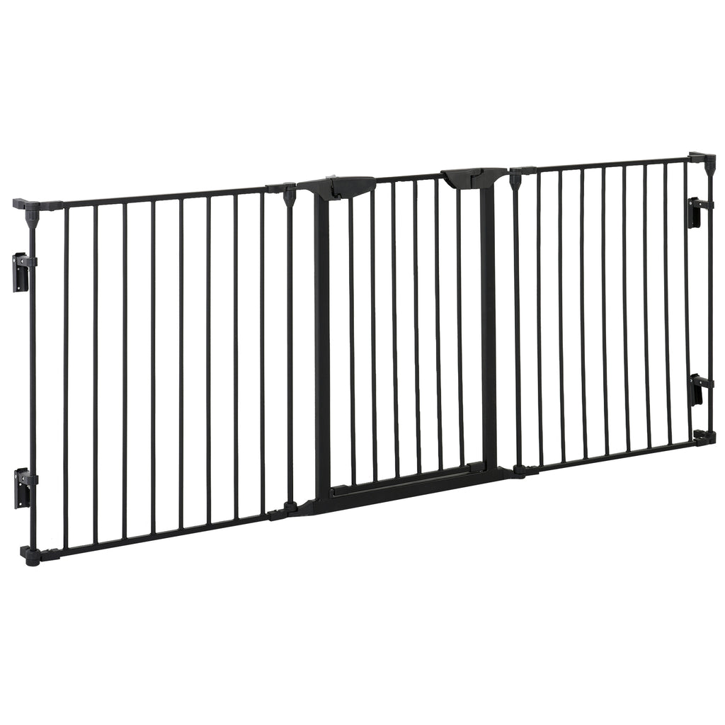 PawHut 3-Panel Folding Dog Gate for Small and Medium Size Dogs, 180x3x74.5 cm, Black - Borgè