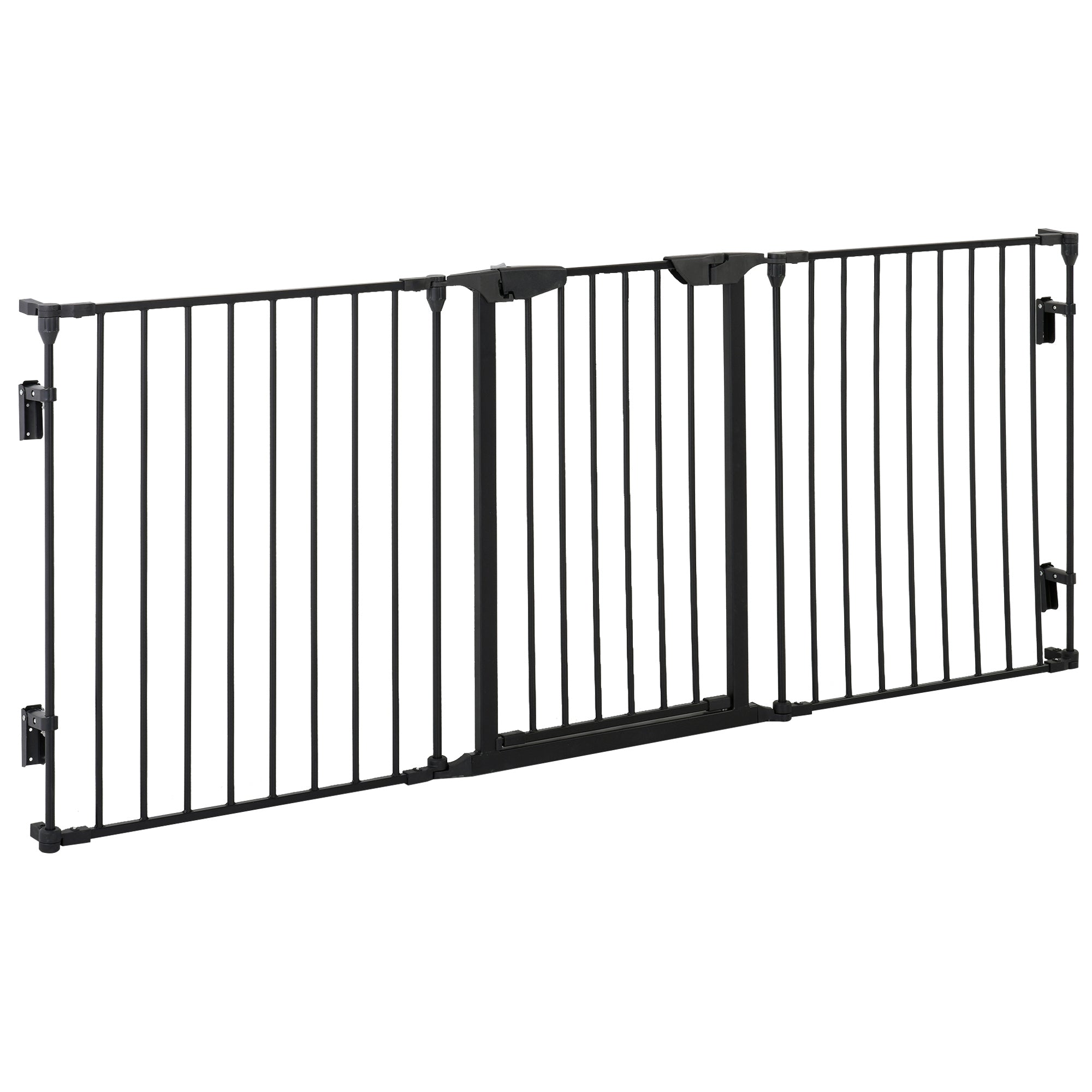 PawHut 3-Panel Folding Dog Gate for Small and Medium Size Dogs, 180x3x74.5 cm, Black - Borgè