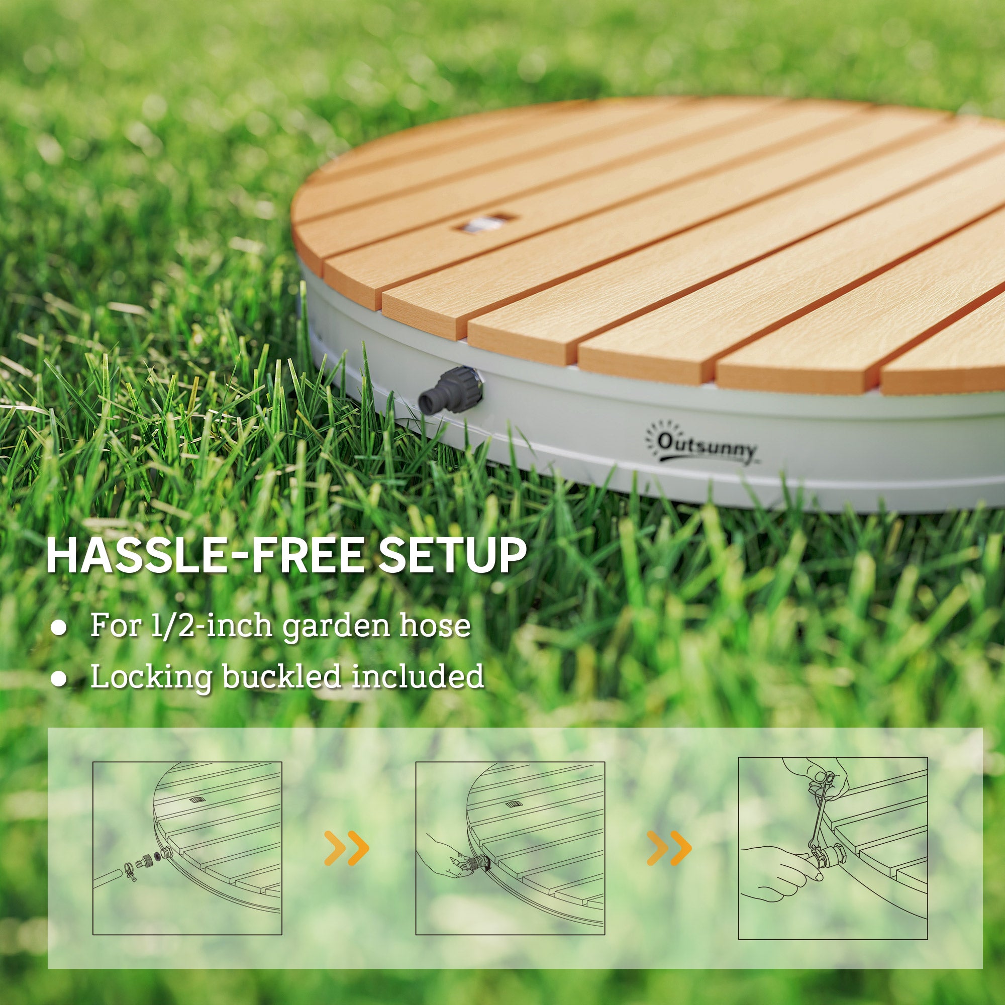 Portable Garden Shower with Height up to 4 m Adjustable Water Jets, Wood Effect