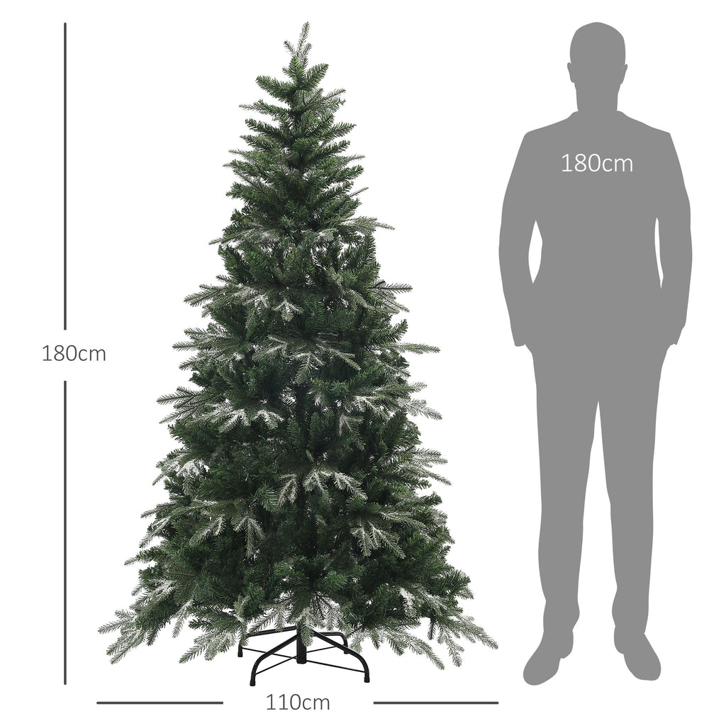 Snowy Christmas Tree with 850 Branches and Sectional Design, in Plastic and Steel, Ø110x180 cm, Green