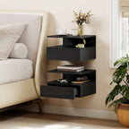 HOMCOM Set of 2 Floating Nightstands with Drawer and Open Shelf, 35x32x22.5 cm, Black