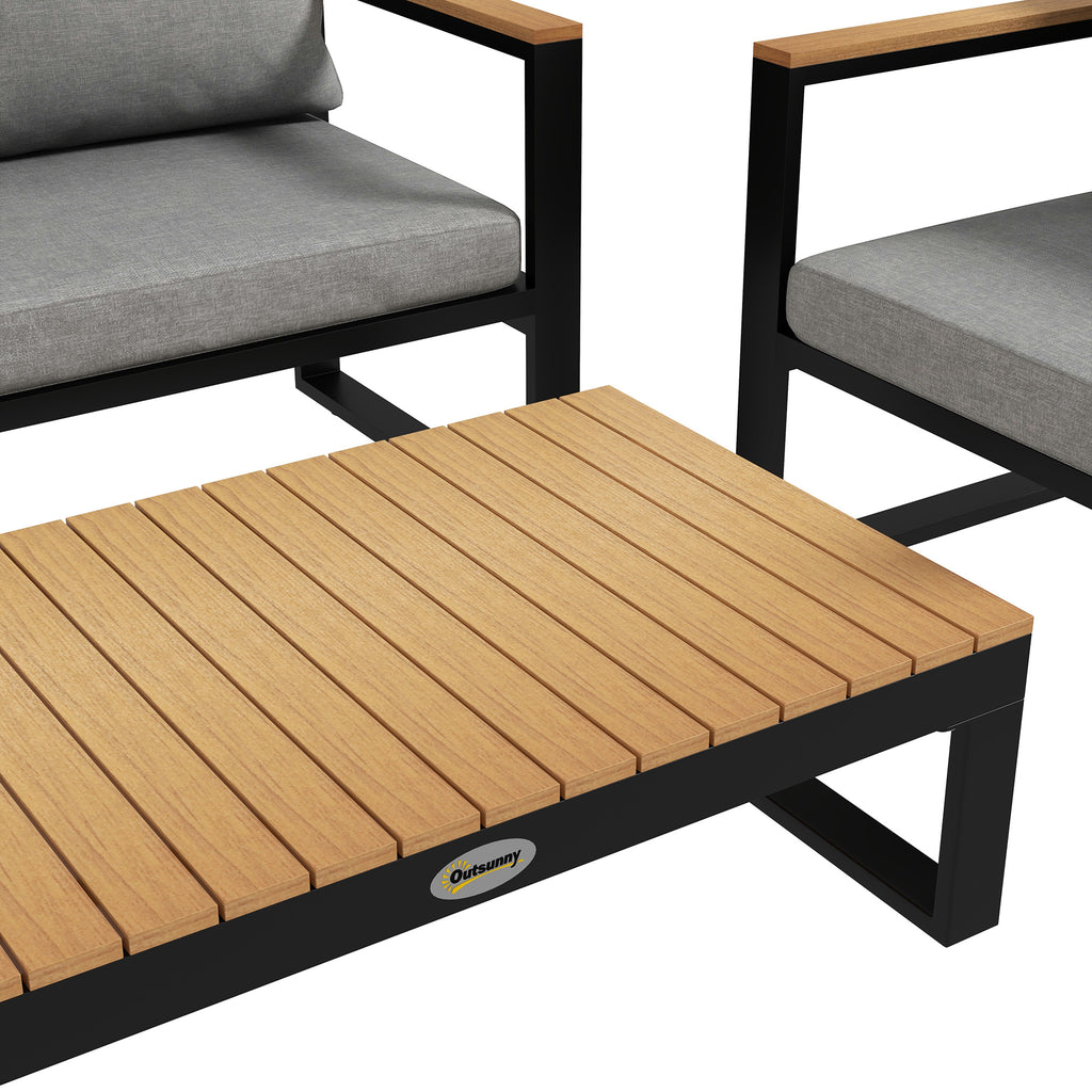 Outsunny garden living room with outdoor sofa, 2 armchairs and aluminum table, gray - Borgè