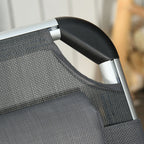 Outsunny Folding Deck Chair with Adjustable Headrest and Backrest in Aluminum 60x165x76cm Gray