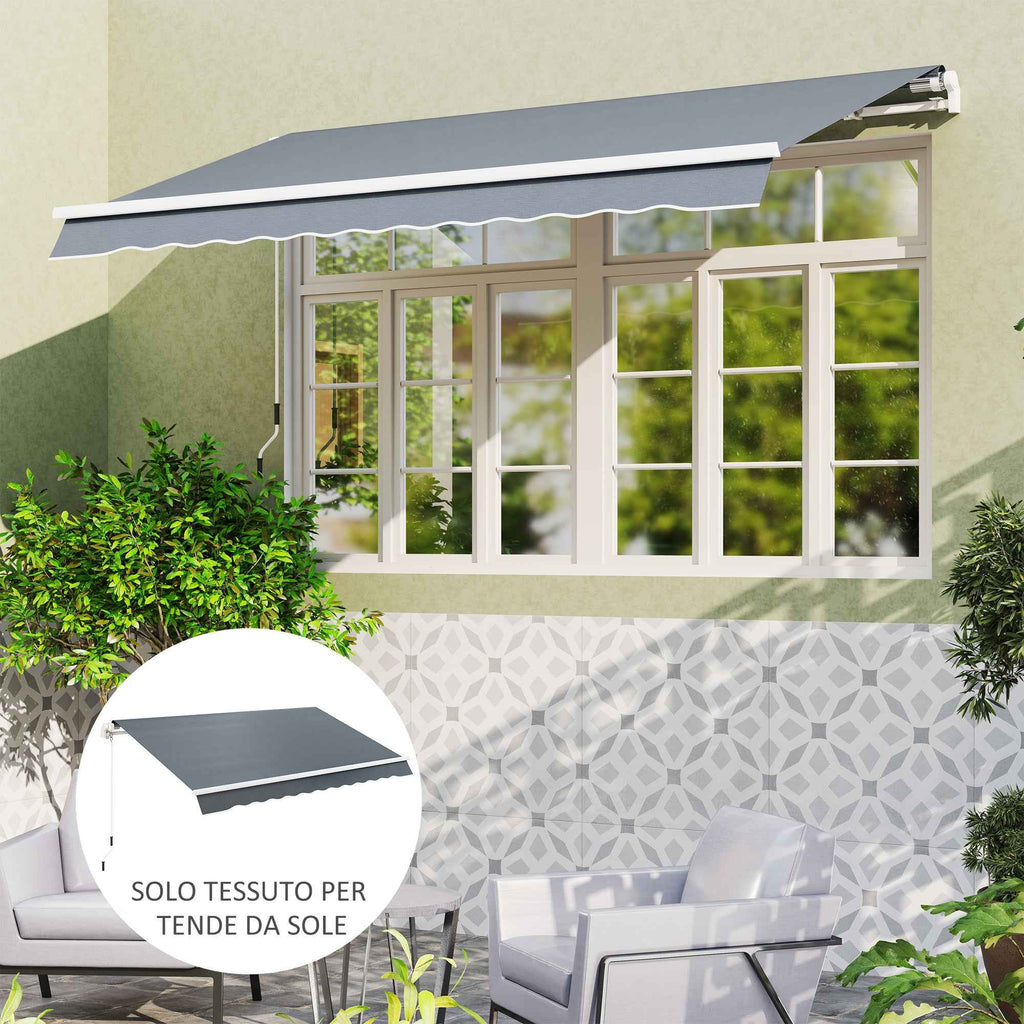 Outsunny Replacement Awning Cover for 4x3m Retractable Sun Shade Canopy in UV 50+ Polyester, Grey