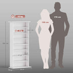 HOMCOM CD Storage Rack with 6 Adjustable Shelves, 360 CDs/185 DVDs Capacity, 58x24x124.5 cm, White
