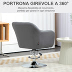 Swivel Desk Chair with Adjustable Height and Lumbar Cushion, Technical Fabric, Grey