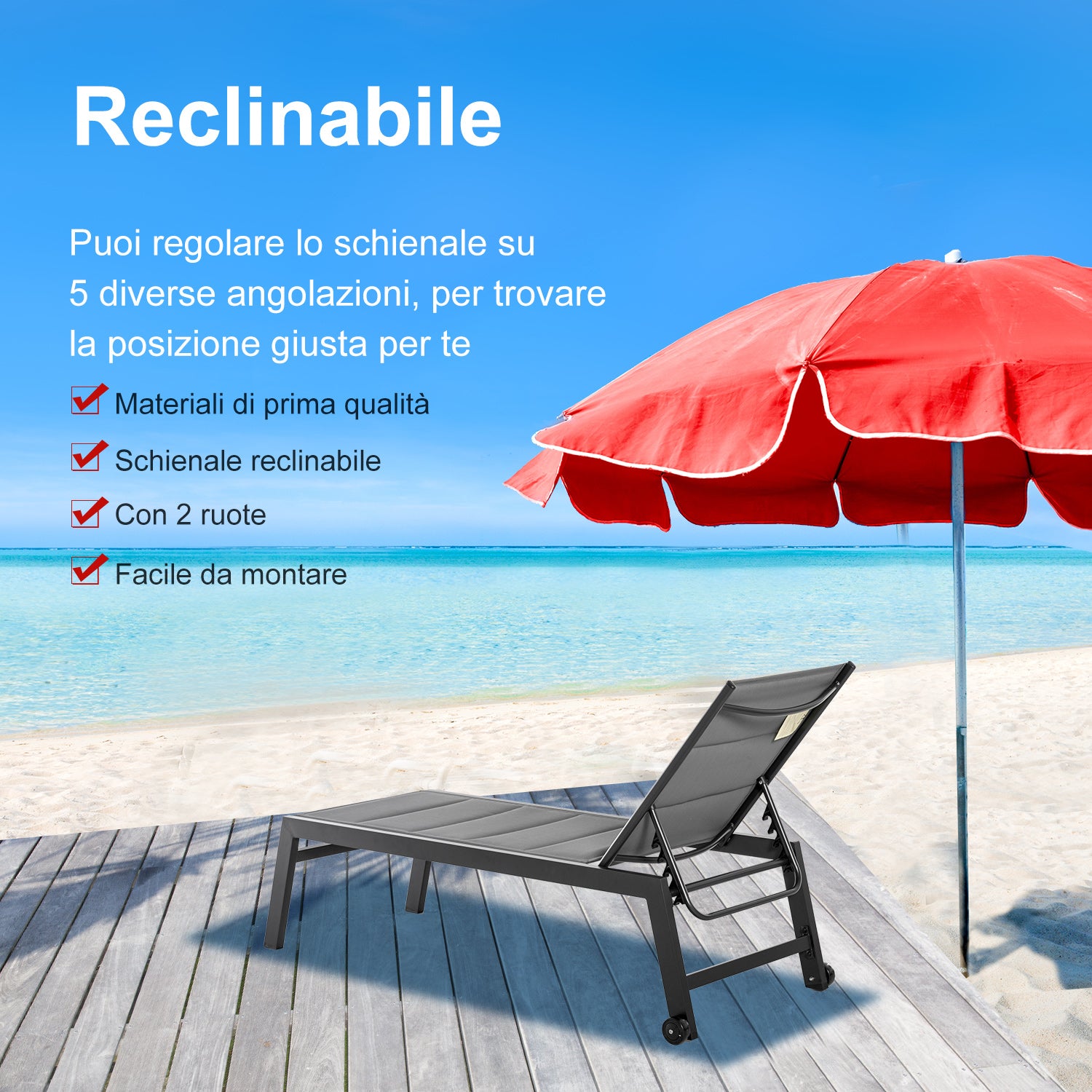 Outsunny 5-Level Reclining Garden Lounger with Padded Cover