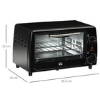 10L 750W Electric Oven with Adjustable Temperature and Timer, 36.5x26x22 cm, Black