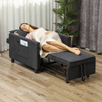 Reclining Armchair Bed with Side Pockets, in Velvet Effect Fabric, 74x84x81 cm, Dark Gray