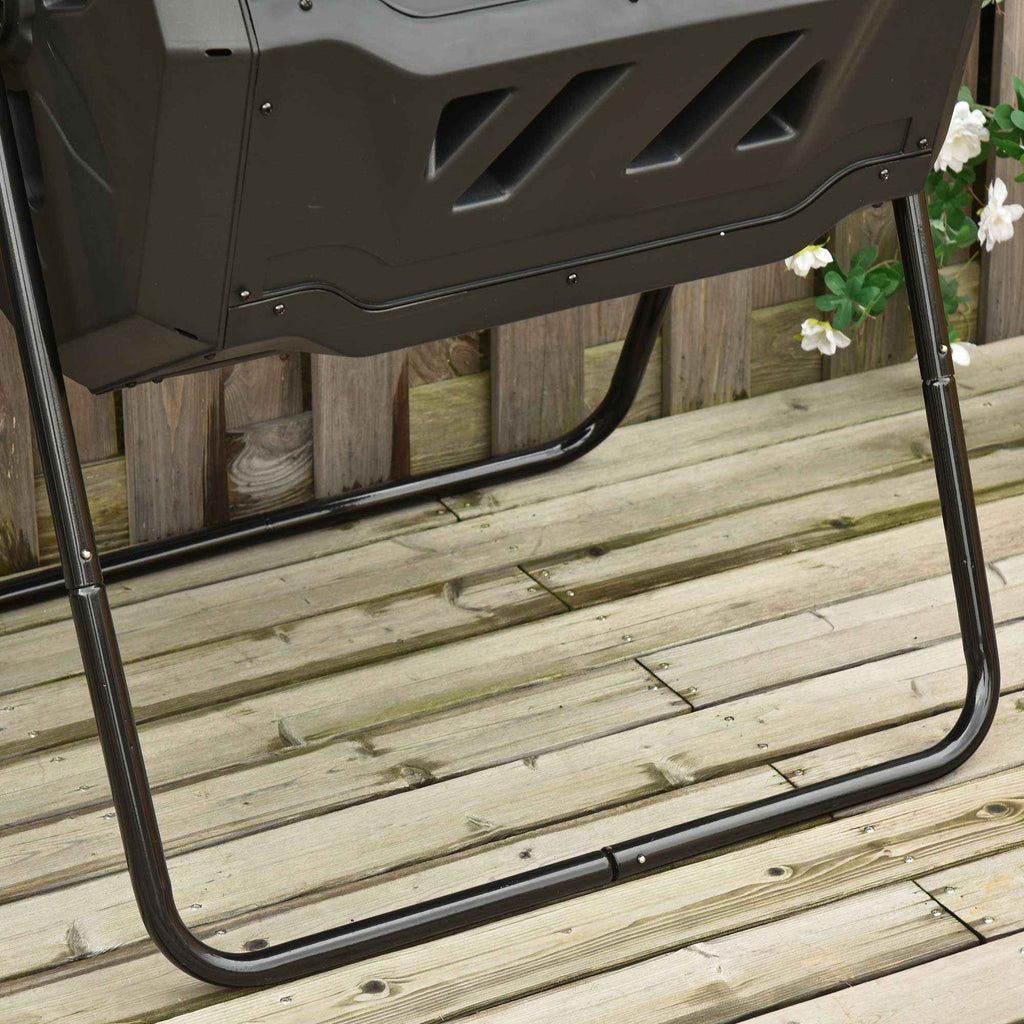 Outsunny 2-Section Rotating Garden Composter with 8 Air Vents, Steel and PP, 71x65x96 cm, Black