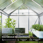 Outsunny Polycarbonate and Aluminum Garden Greenhouse with Sliding Door and Window, 190x132x201 cm, Gray