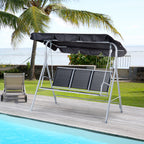 Outsunny 3-Seater Metal Garden Swing, Removable and Washable Sun Canopy, Black and Silver, 171x108x150cm