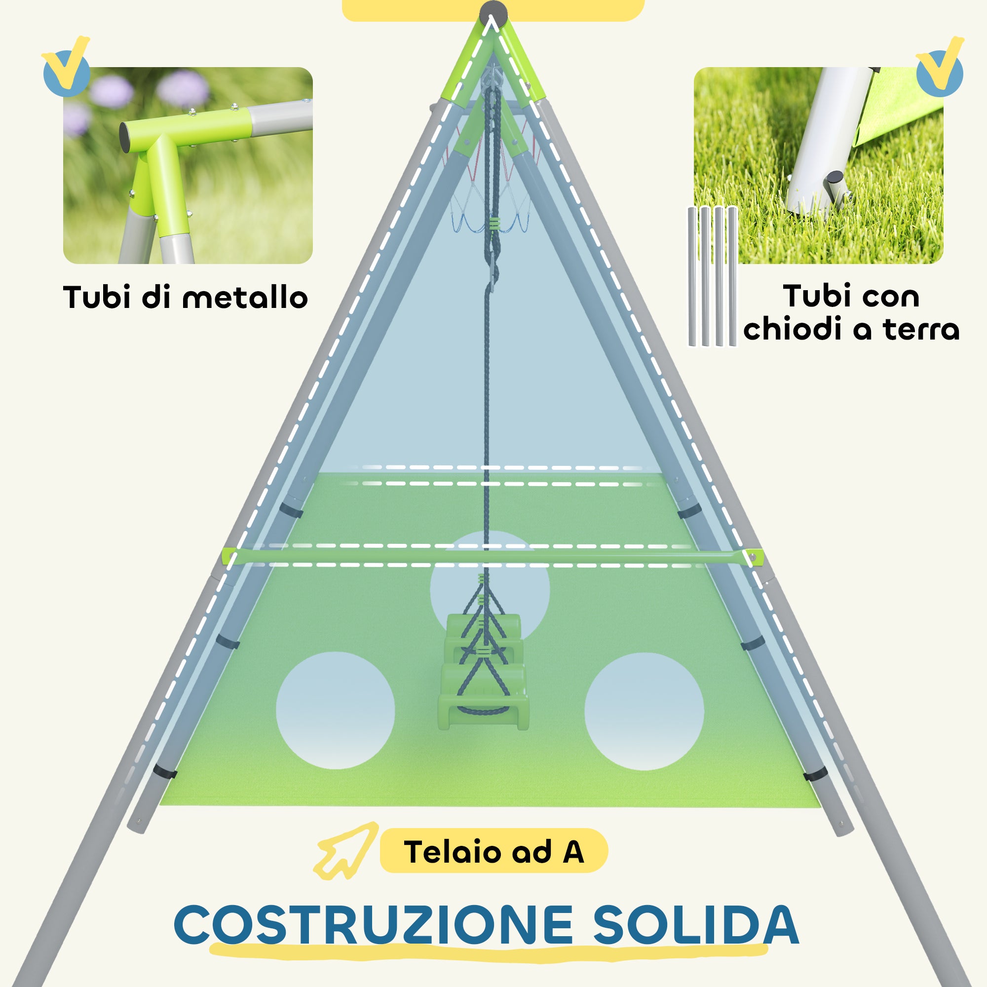 3 in 1 Children's Play Set with Garden Swing, Basketball Hoop and Football Goal, 238x180x182 cm, Green and Grey