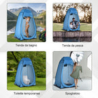 Camping and Beach Shower Tent with Zipper Door and Transport Bag, 126x124x189 cm, Blue