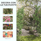 Outsunny Garden Arch for Climbing Plants and Decorations, Black Metal, 157x40x223cm
