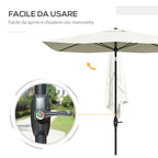 2x3m Rectangular Garden Umbrella with Crank Opening and Adjustable Tilt, Beige