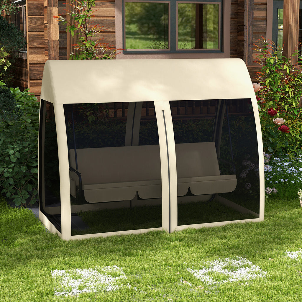 Garden Swing 2 in 1 Convertible into a Bed with Cushions and Mosquito Net, 240x140x197 cm, Coffee