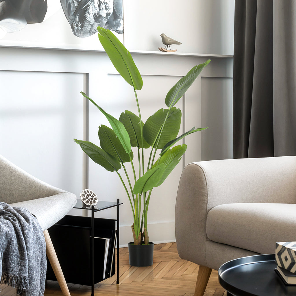160cm Artificial Plant with 10 Leaves in Green PEVA with Ø16.5x13.5cm Pot